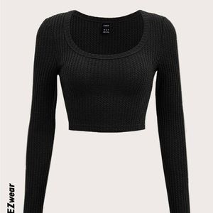 SHEIN ribbed knit long sleeve crop top